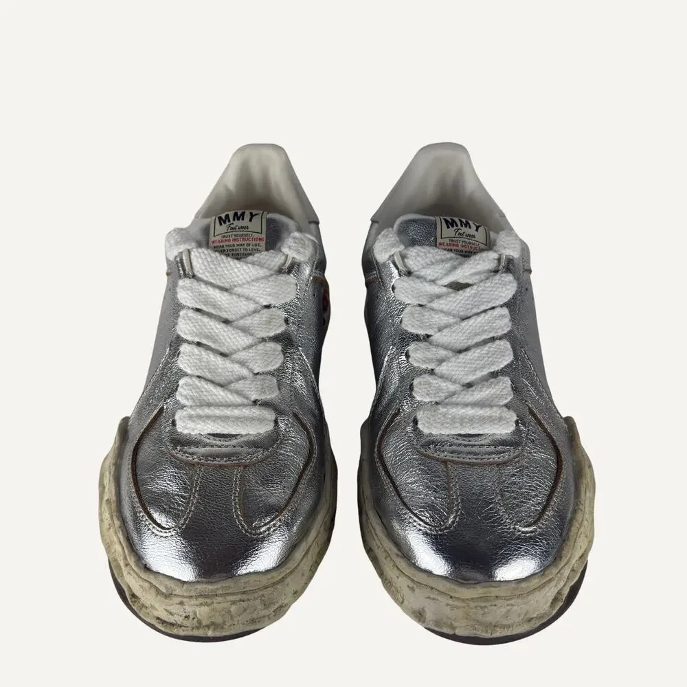 Maison Mihara Yasuhiro Herbie OG Sole Metallic Leather Sneakers Silver 44